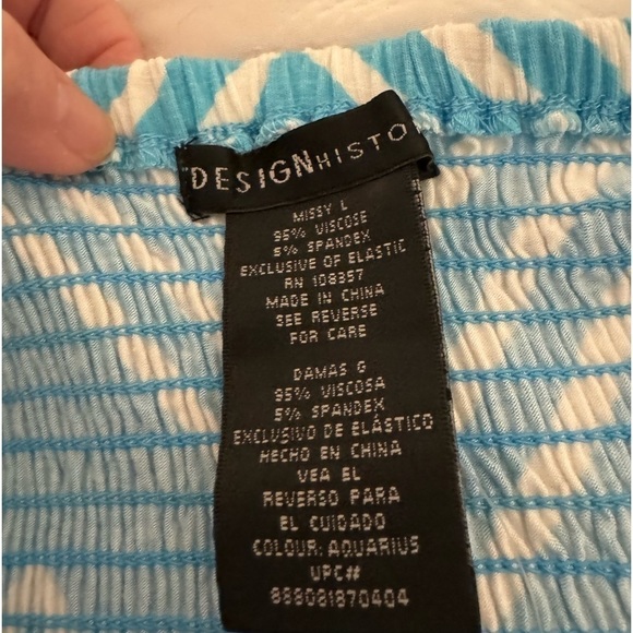 NWT turquoises and white chevron Maxi Dress womens  size L strapless - Picture 4 of 11